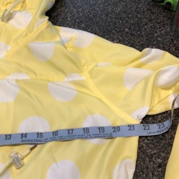 Parka in a Pocket Jacket Yellow with White Polka Dot Medium Lightweight Small - Picture 6 of 7